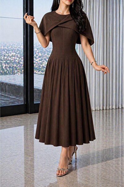 SAMEERAH STYLE فستان ميدي أنيق وكسرات ناعمة
