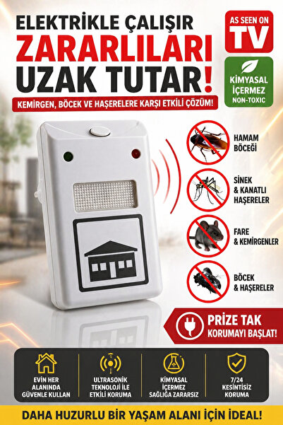Munico Çocuk ve Evcil Hayvan Dostu Haşere Kovucu Fiş Sessiz Elektromanyetik D...