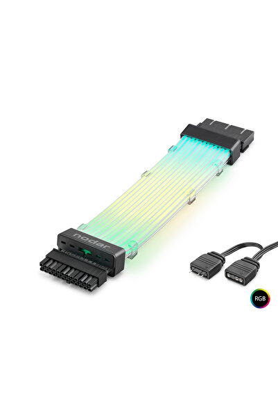 24 Pin Argb Power Supply Uzatma Kablosu Gümüş Kaplamalı Bükülebilir 2 Mm 108 Led Siyah Nd2814B