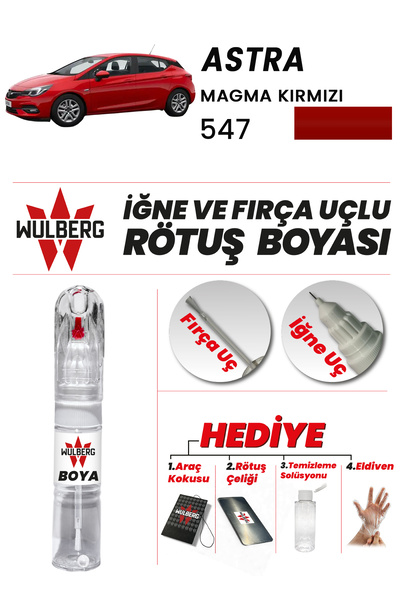 Wulberg Opel Astra Magma Kırmızı 547 Rötuş Boya 25 ml İğne & Fırça Uçlu Kalıc...