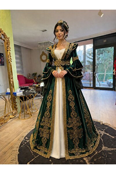 ZK ZÜMRÜT KAFTAN Turkuaz Yeşili Hürrem Model Gelin Kaftanı
