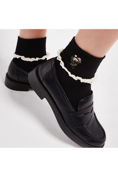 Bolero Çorap Women's Lacy Embroidered Socks