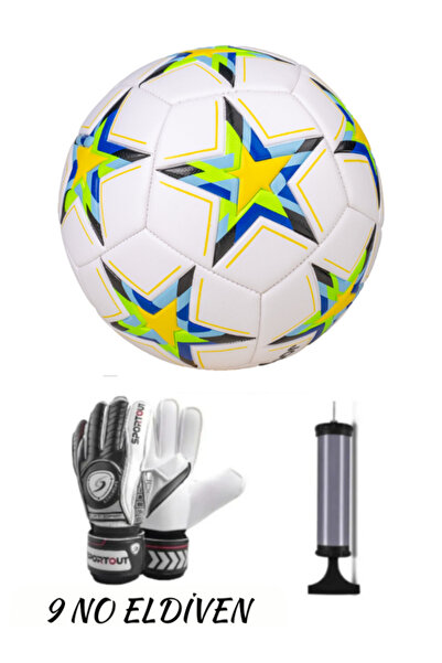 Saule 5 Numara Kaleci Eldiveni Şampiyonlar Ligi Tasarımlı Futbol Topu Iç Ve D...
