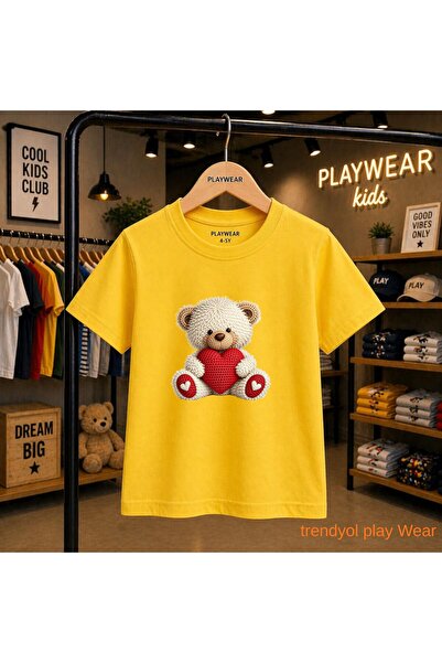 playwear Tricou unisex pentru copii 100% imprimat cu Pati Kalp Bear, pentru v...