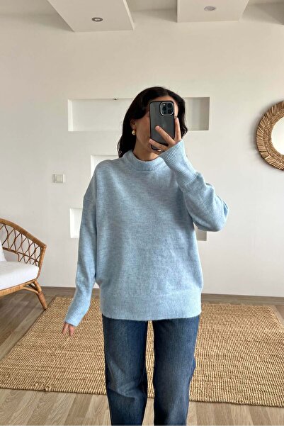 butikhola سترة أساسية زرقاء ناعمة الملمس