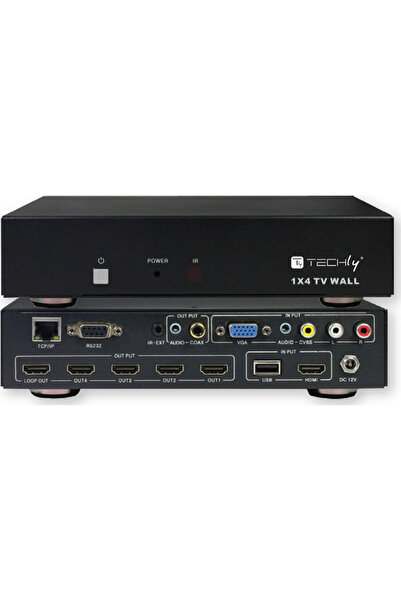 Techly 025695 Splitter AV HDMI 1x4 Full HD 1080p cu funcție de afișare pe perete