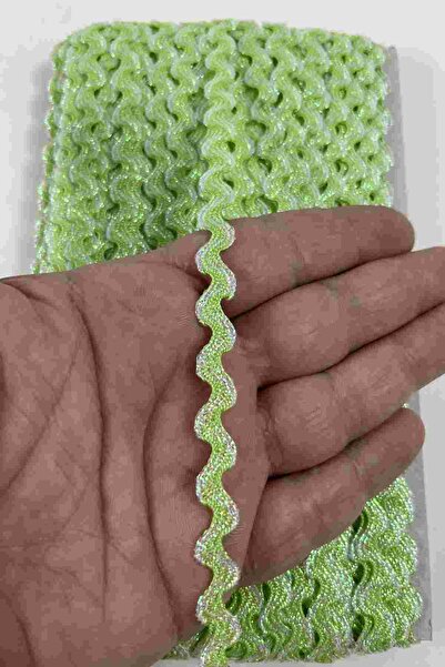 Hobigram Panglică decorativă în zig-zag, în relief, verde deschis argintiu Lu...