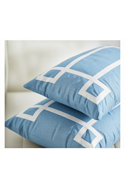 METİNEV Decorative Navy Blue White Pillow Case