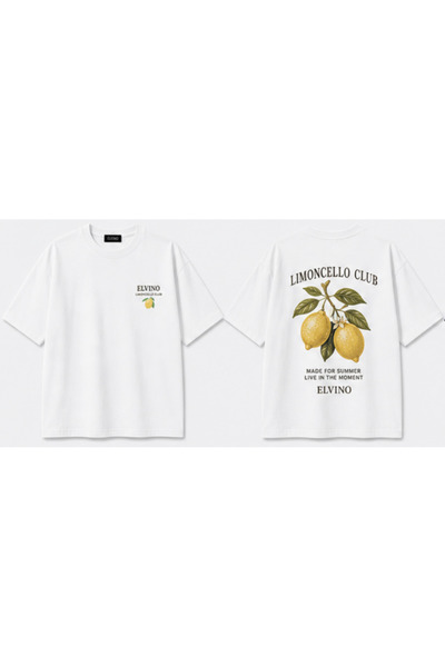 Elvino Limoncello Club Τυπωμένο Oversize Βαμβακερό T-shirt με λαιμόκοψη ποδηλ...