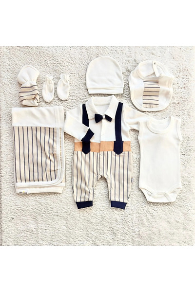 LORIAN'S Newborn 7-Piece Bow Tie Set for Men, Hospital Release, 100% Cotton