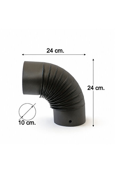 özçanci Dirsek Pelet-Kamp Sobası Borusu Çap 10 Cm (100mm) (1. Sınıf Parlak Si...