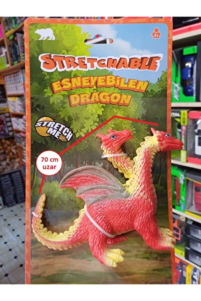 OYUNCAKSAHİLİ Ejderha Uzayan Esnek Hayvan Dragon 70cm Uzayabilir iki Başlı Di...