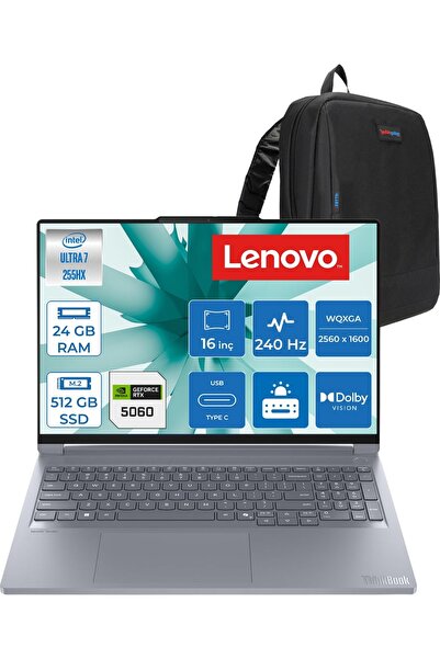 LENOVO Thinkbook 16P Iax Intel Core Ultra 7 255HX 24GB Ddr5 Ram 512GB SSD RTX...
