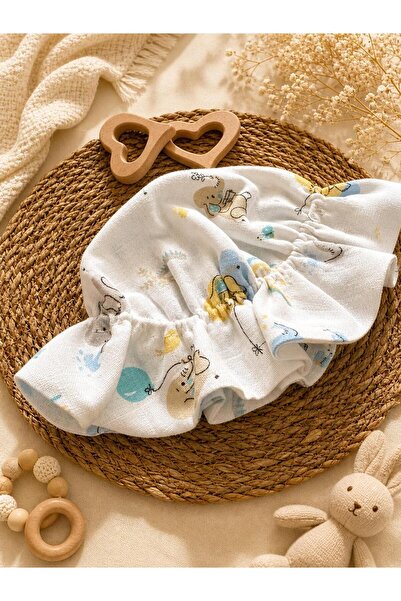 LUMİBABY BUTİK %100 pamuk çift katlı müslin bebek şapkası(6 ay -2 yaş uyumlu-...