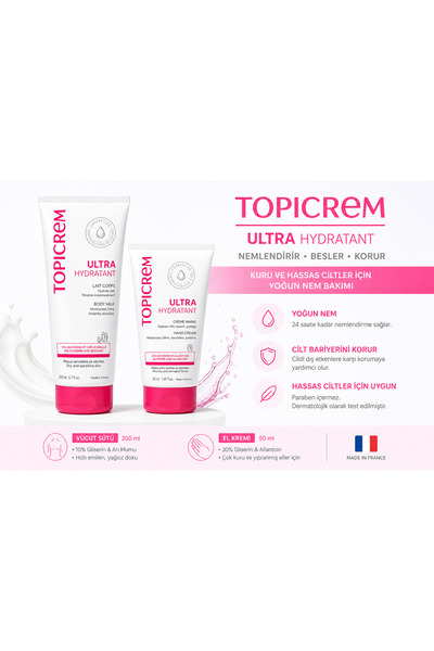 Topicrem Ultra Hydratant Nemlendirici Set – Vücut Sütü 200 ml + El Kremi 50 m...