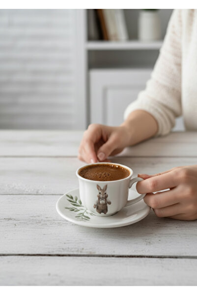 Rolin Design Bunnie Erkek Tavşan Kahve Fincanı - Krem