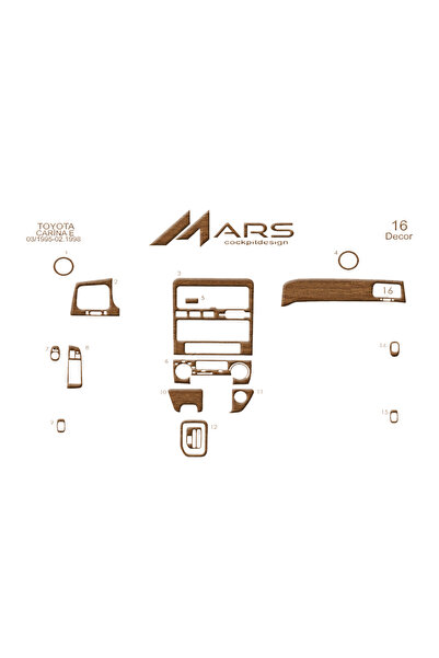 Marscockpitdesign تويوتا كارينا 1995-1998 كونسول-توربيدو 16 قطعة