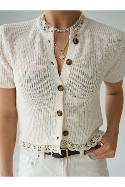 qstyle DANTELLİ KISA KOL HIRKA