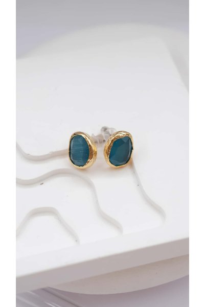 Jerie Gold Natural Stone Stud Earrings