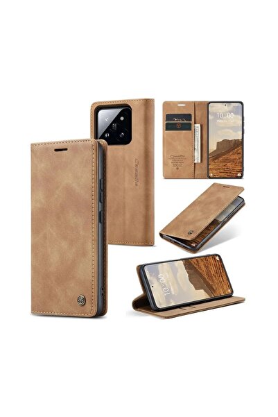 Caseme -013 Retro Θήκη Βιβλίο Brown (Xiaomi 14 5G)