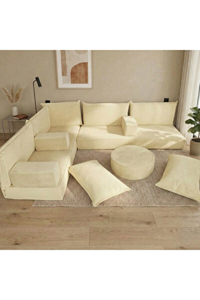 FEYZA DECOR HOME Premium Fitilli Kadife Modüler Dinlenme Minderi L Set 13 Par...