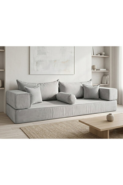 FEYZA DECOR HOME Premium Kadife Modern Şark Köşesi 8 Parça – 20 cm Süngerli M...