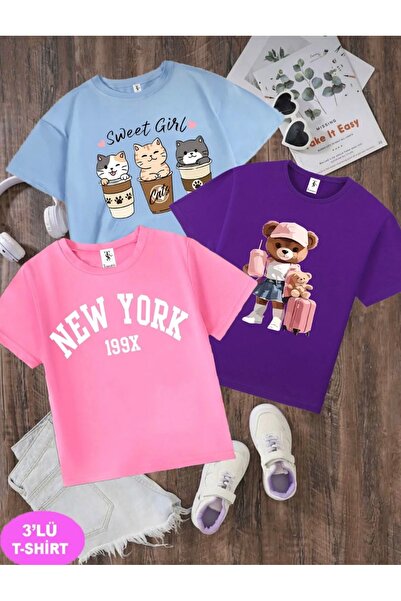 Topçu Tshirt çocuk neye york baskılı 3 lü