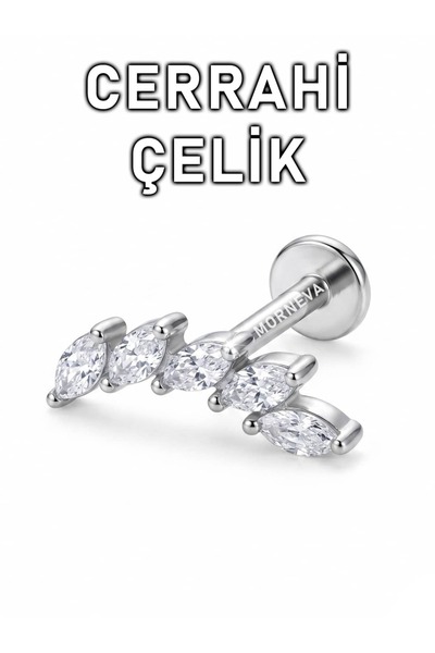 MORNEVA Cerrahi Çelik Sıralı Badem Taşlar Helix Conch Tragus Kulak Piercingi ...
