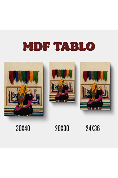ZERYA Tabloya Jin û Xalîçe - Kadın ve Halı Dokuma Nakış Motifli Tasarımlı Duv...