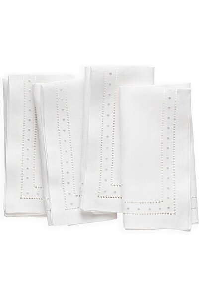 Generic Linen Cloth Napkins, Linen Dinner Napkins with Swiss Dotted Embroider...