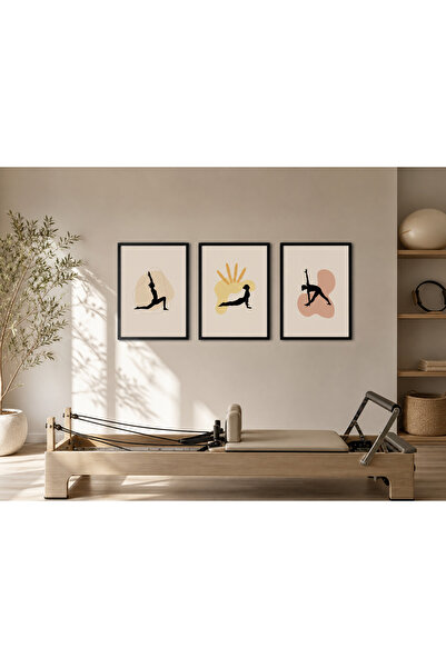 FTRMALZEMECİM Minimal Yoga / Pilates Tablo Seti – 3’lü Modern Duvar Dekoru (p...