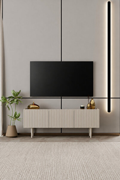 moldesan Capella tv ünitesi MDF 3 kapaklı 140 cm ayaklı