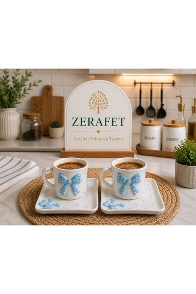 ZERAFET FİYONKLU 2 KİŞİLİK KAHVE FİNCANI TAKIMI (MAVİ)