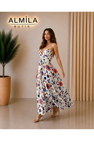 ALMİLA MODA ÇİÇEKLİ ELBİSE