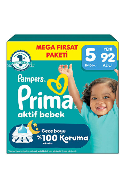 Prima Aktif Bebek Mega Fırsat Paketi 5 Beden 92 Adet