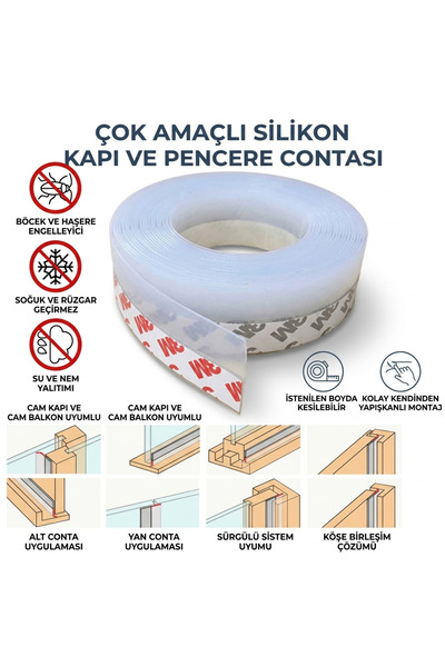 VEXİM 3 Metre Kapı Ve Pencere Bandı - Kendinden Yapışkanlı Rüzgar Ve Toz İzol...