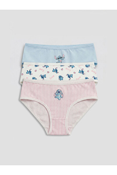 LC Waikiki Stitch Printed Girls' Panties 3-Piece Set