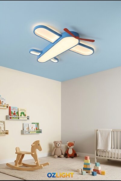 OZLIGHT AYDINLATMA OZLIGHT 80 cm Uçak Figürlü MAVİ LED Avize - 50W 6.000 Lüme...