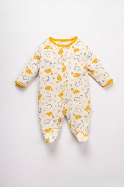 Mielco Baby Store 100% Cotton Unisex Baby 3-Piece Booties and Rompers Set with Dino Pattern