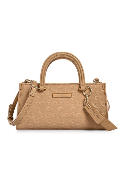 Pierre Cardin Women's Camel Logo Adjustable Strap Faux Leather Shoulder Bag