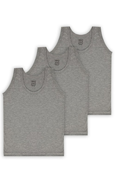 X MODAL Boy's Gray Tank Top 3 Pack 100% Cotton Combed Cotton