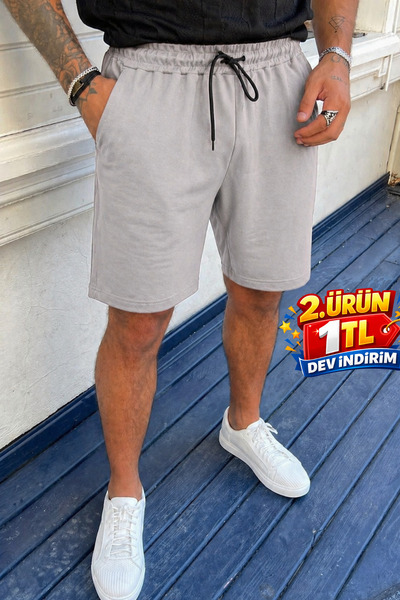 DAMGA JEANS Ανδρικό σορτς με ελαστική μέση, κομψές τσέπες, χαλαρή εφαρμογή, β...