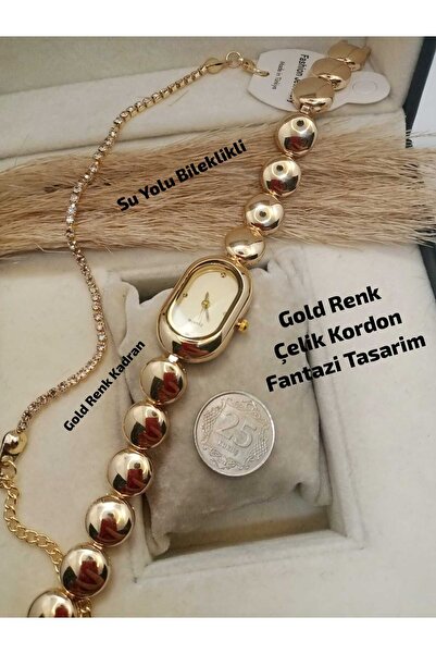 Brality Fantazi Vintage Tasarım - Gold Renk Çelik Kasa - Kadın Kol Saati - GO...