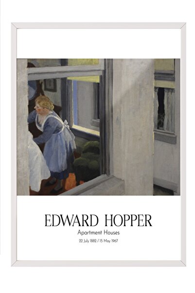 Postifull Edward Hopper - Apartamente, Tablou cu ramă albă, Seria de artă NR:...