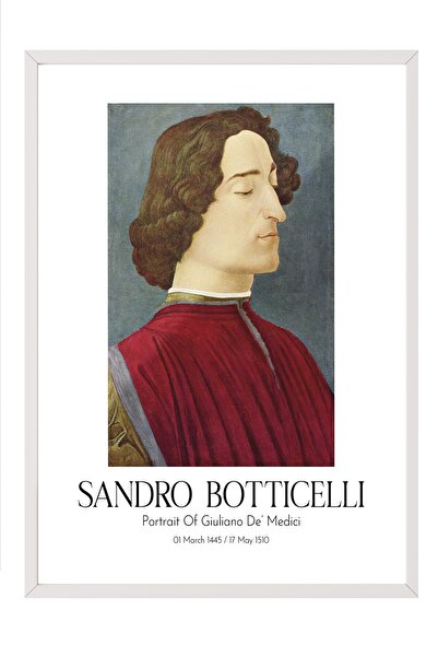 Postifull Sandro Botičeli - Portret Đulijana de' Medičija, slika u belom okvi...