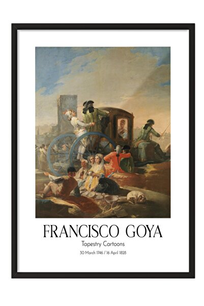Postifull Francisco Goya - Tapiserijske karikature, slika u crnom okviru, ume...