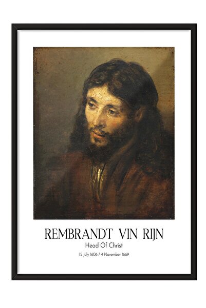 Postifull Rembrandt Vin Rijn - Glava Hrista, slika u crnom okviru, umetnička ...