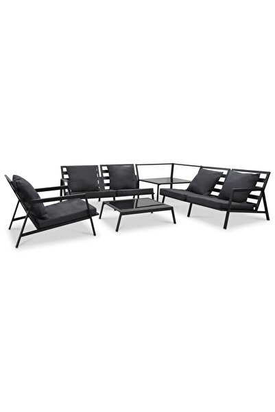 vidaxl Set mobilier gradina cu perne 5 piese gri inchis aluminiu