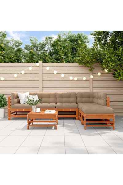 vidaxl Set de lounge pentru gradina 7 pcs Maro Ceara Lemn masiv de pin