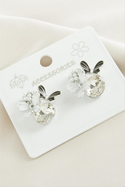 ZERO LAND Nhrhls Pearl and Stone Metal Earrings (111011) - Red